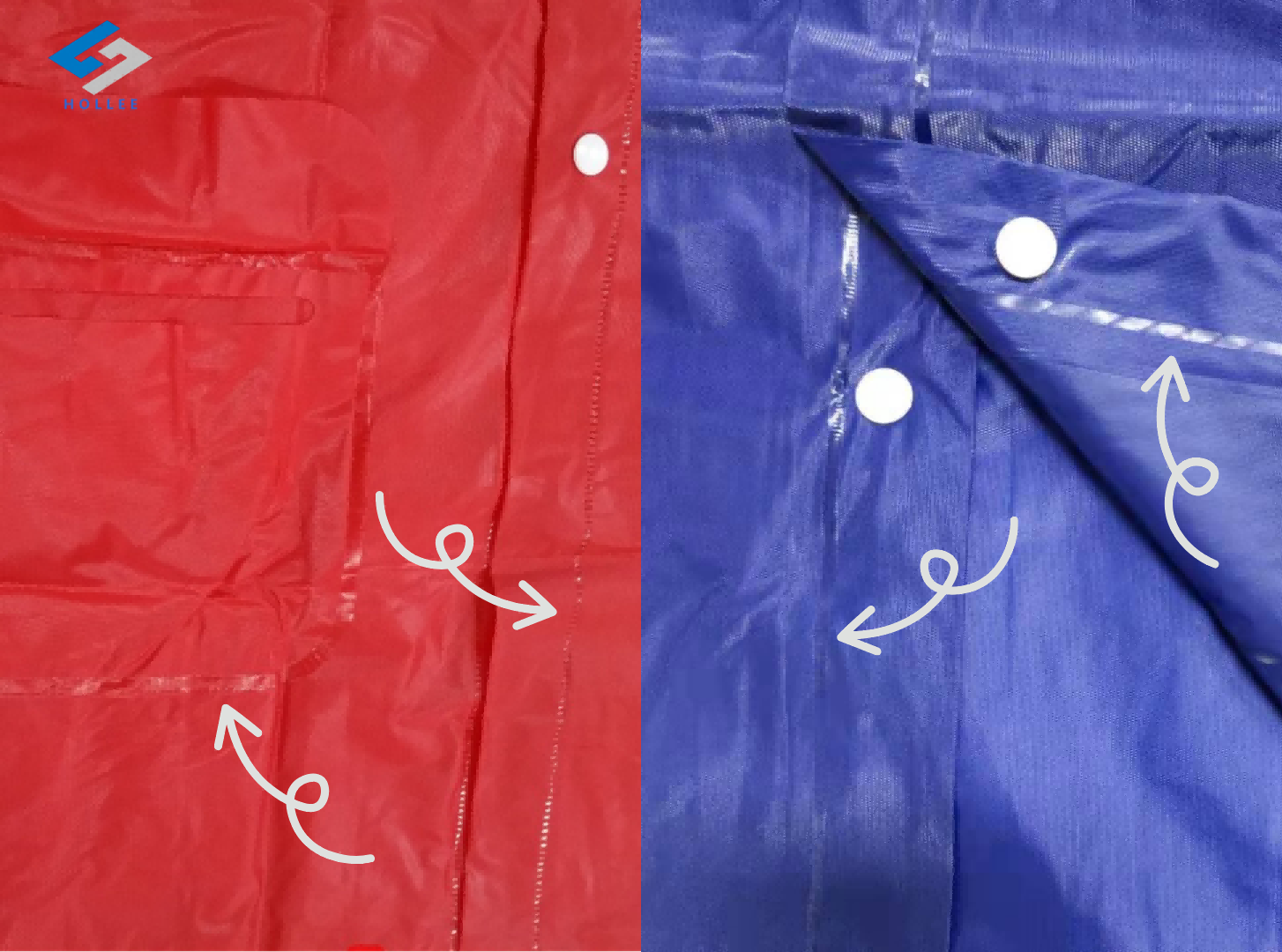 sealed seam of PVC raincoat 