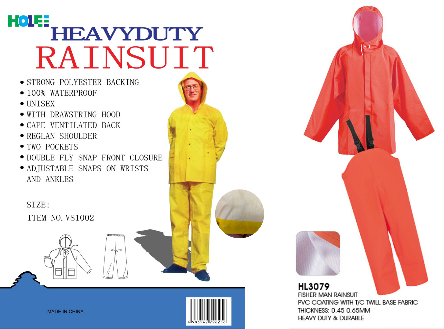 heavy PVC raincoat for worker