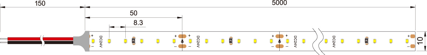 dimension of smd 2216 led strip light