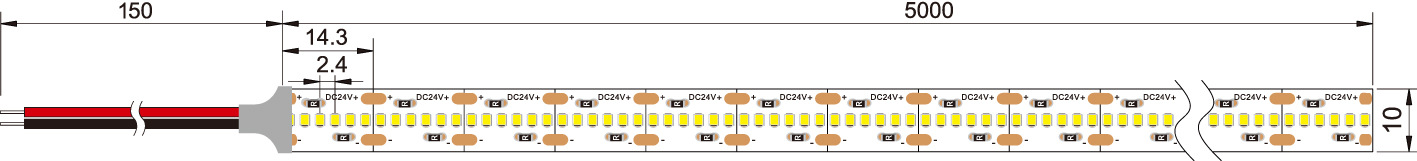 Dimension of 2216 420LED/M led strip