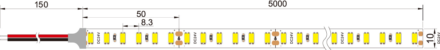 Dimension of 5630 120LED/M led strip