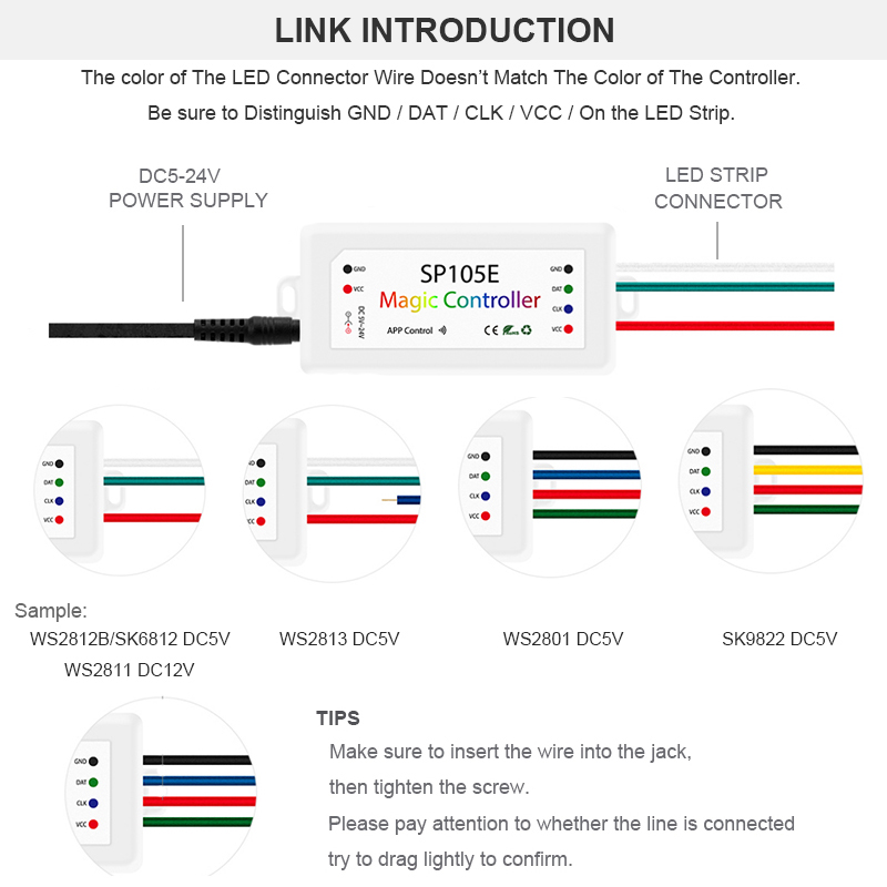SP105E led controller connection