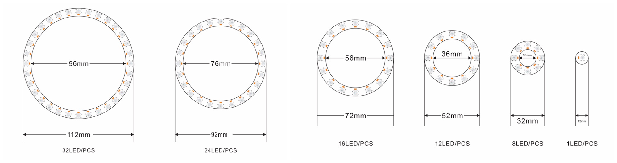 ws2812 sk6812 rgbic circle pixel led ring