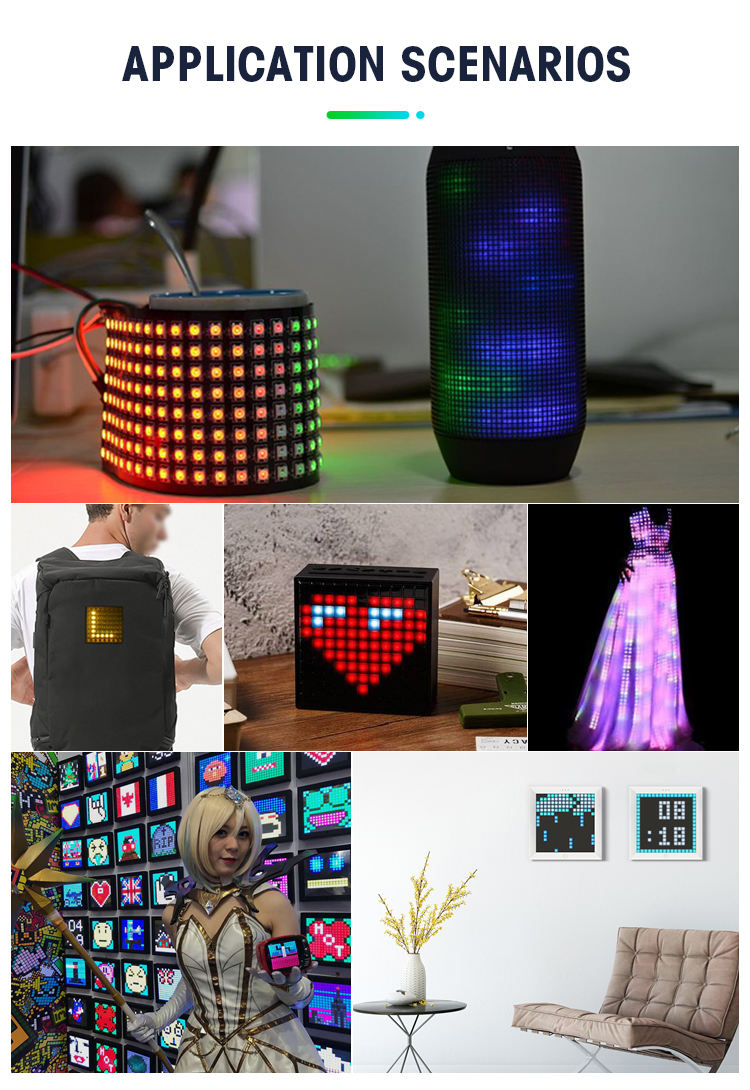 8x32 16x16 8x8 RGB WS2812B SK6812 flexible led pixel panel application