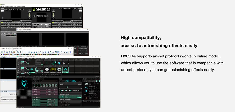 software for H802RA 4 ports LED controller Support Art-Net protocol for MADRIX