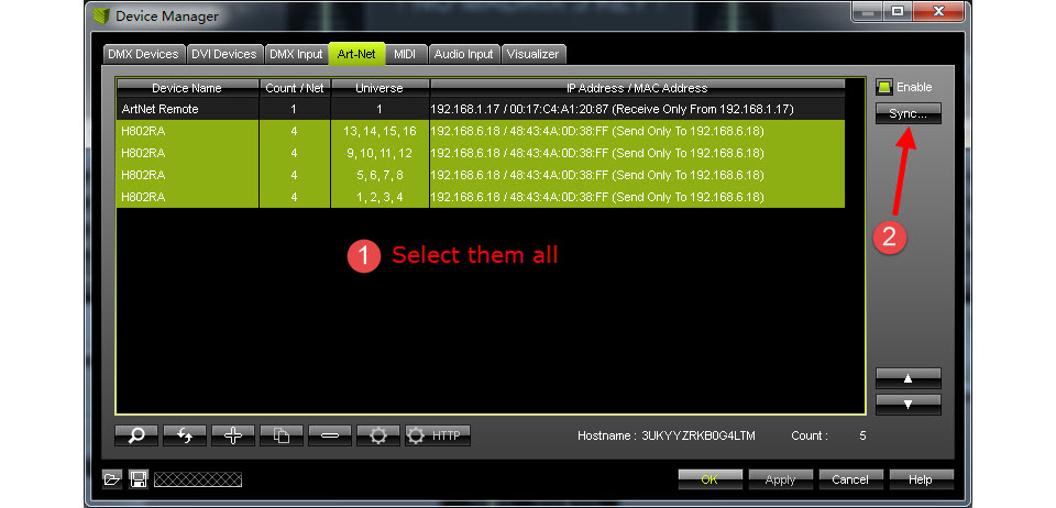 MADRIX Configurations of H802RA 4 ports LED controller