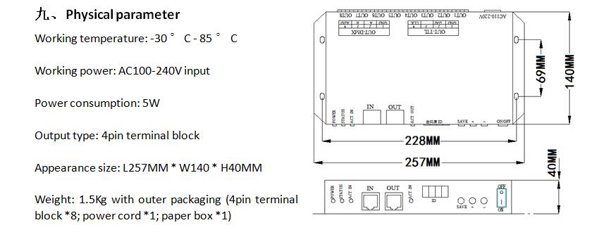 specification of PC online AC100-240V T-700K digital led strip Sub controller