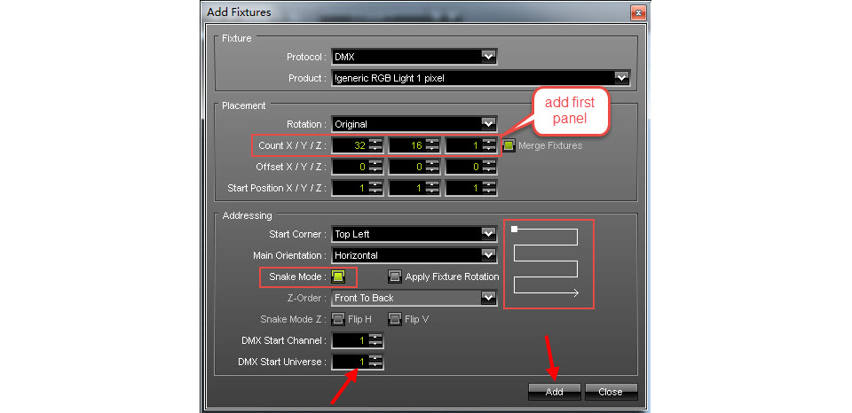 MADRIX Configurations of H802RA 4 ports LED controller