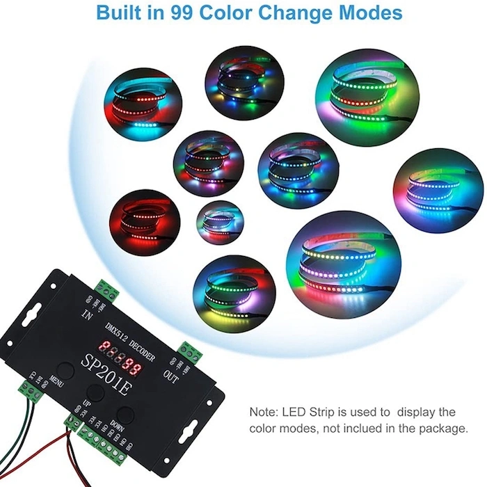 efecto de luz del controlador SP201E DMX a SPI