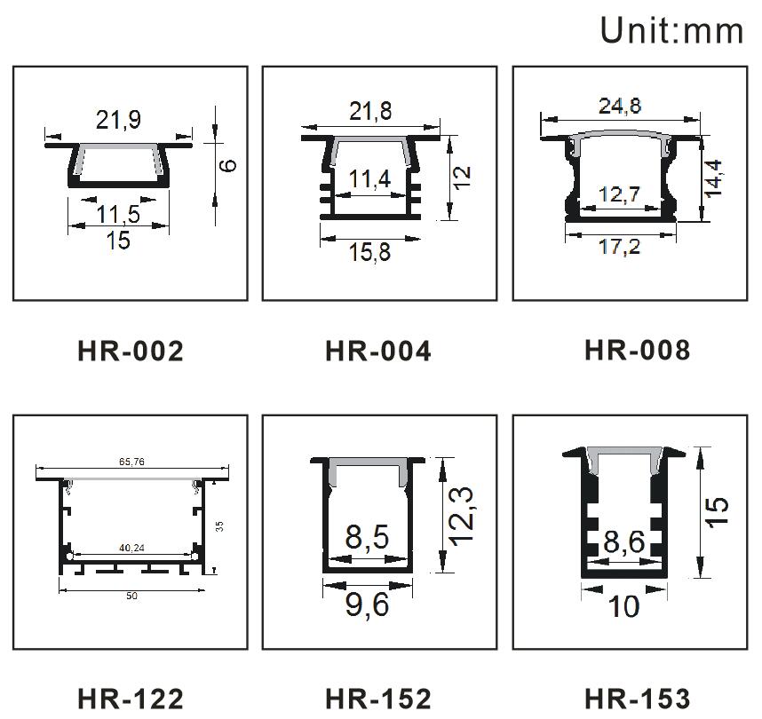 Recessed led aluminum profile