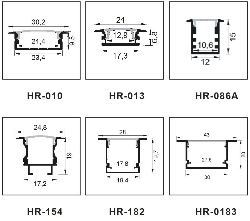 Recessed led aluminum profile