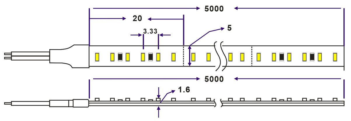 Dimensión de 5mm 2110 300LED/M tira led