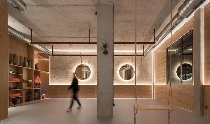 led light in yoga studio