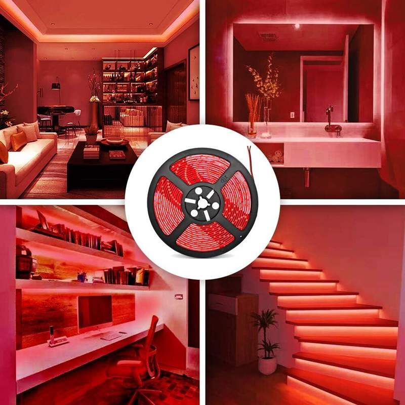 Aplicación de tiras de luz led rojas