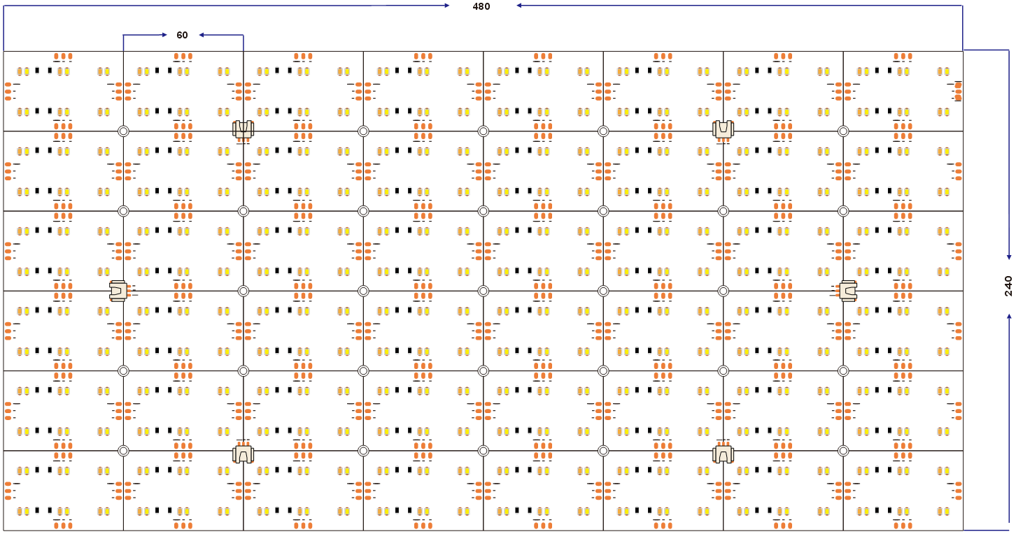 dimension of 576LED 12LEDs/corte 2835 doble lámina LED blanca