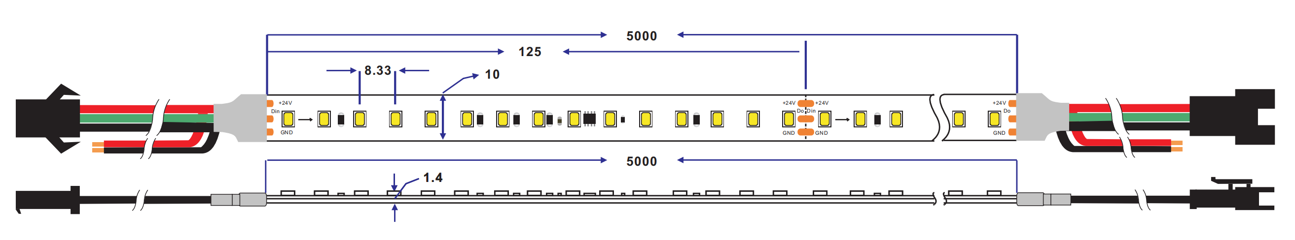 running chasing led strip light dimension