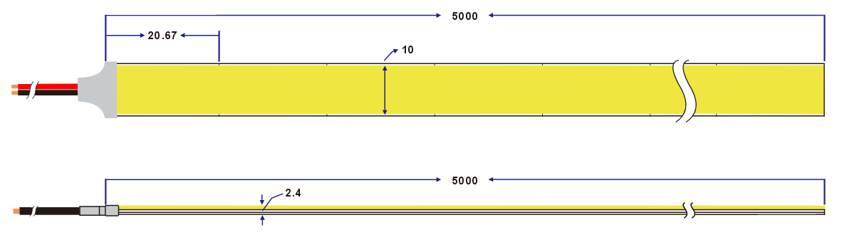 Dimension von 10 mm 1152 Chips/M Weißer COB LED-Streifen
