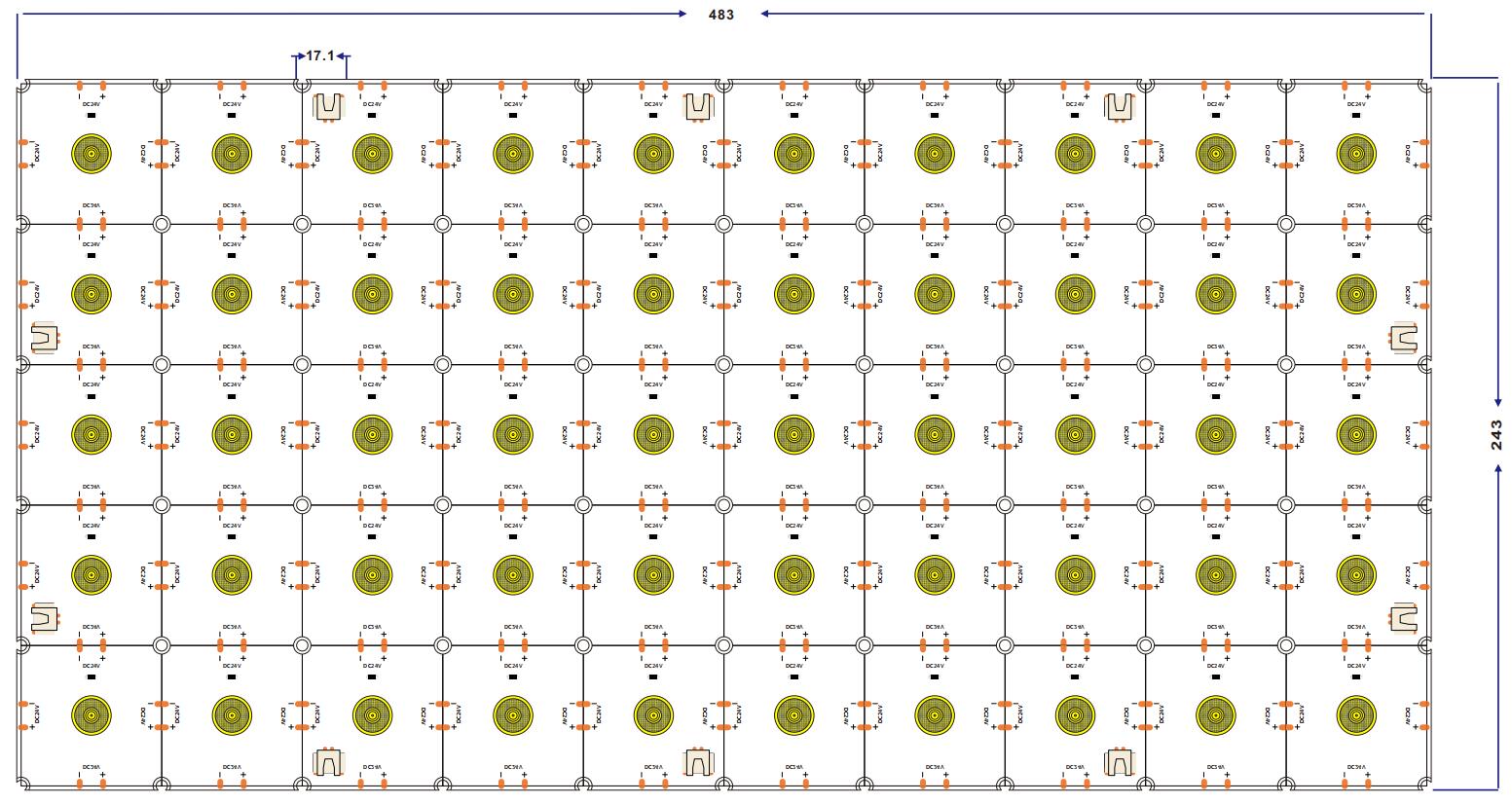 dimension of 180° light emitting white led sheet