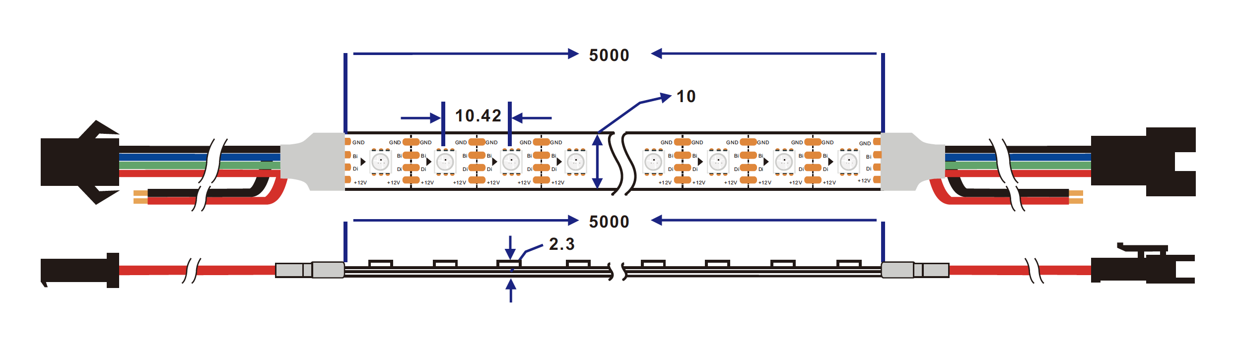 dimension of sk6813 led strip light