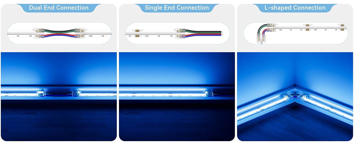 multiple usage methods of 4pin 10mm RGB COB LED Strip Connector