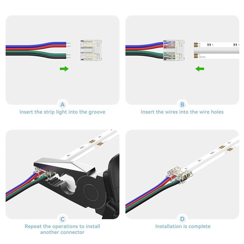 DC12V/DC24V 576灯/米 RGB COB LED灯带连接方法