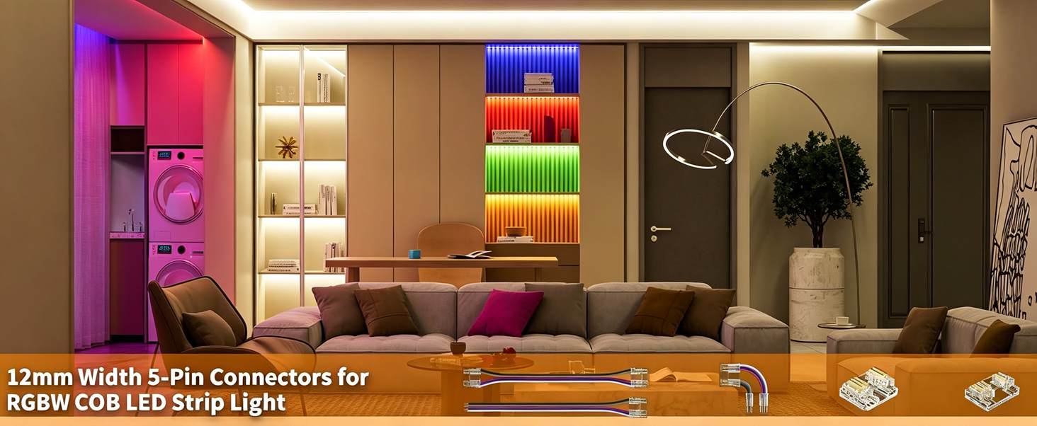 application of 5pin 12mm RGBW COB LED Strip Connector