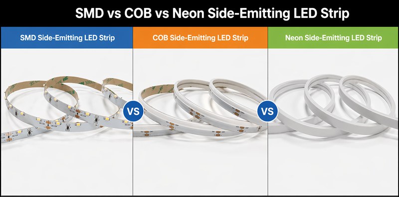 SMD vs COB vs Neon Side-Emitting LED Strip
