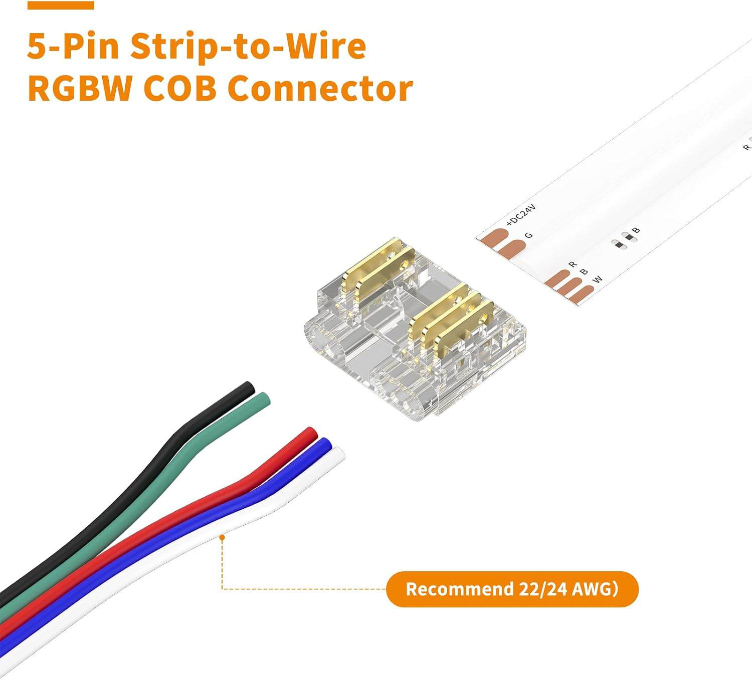 5pin 12mm RGBW COB LED Strip Connector