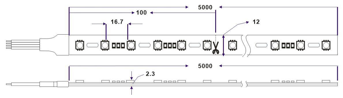 dimension of rgb module bend led strip light
