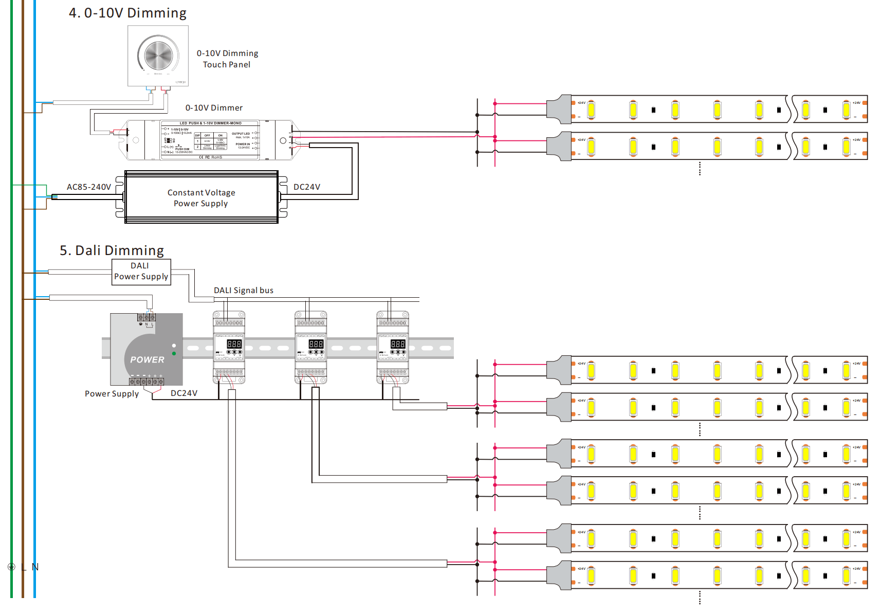 Connection of 5630 60LED/M led strip