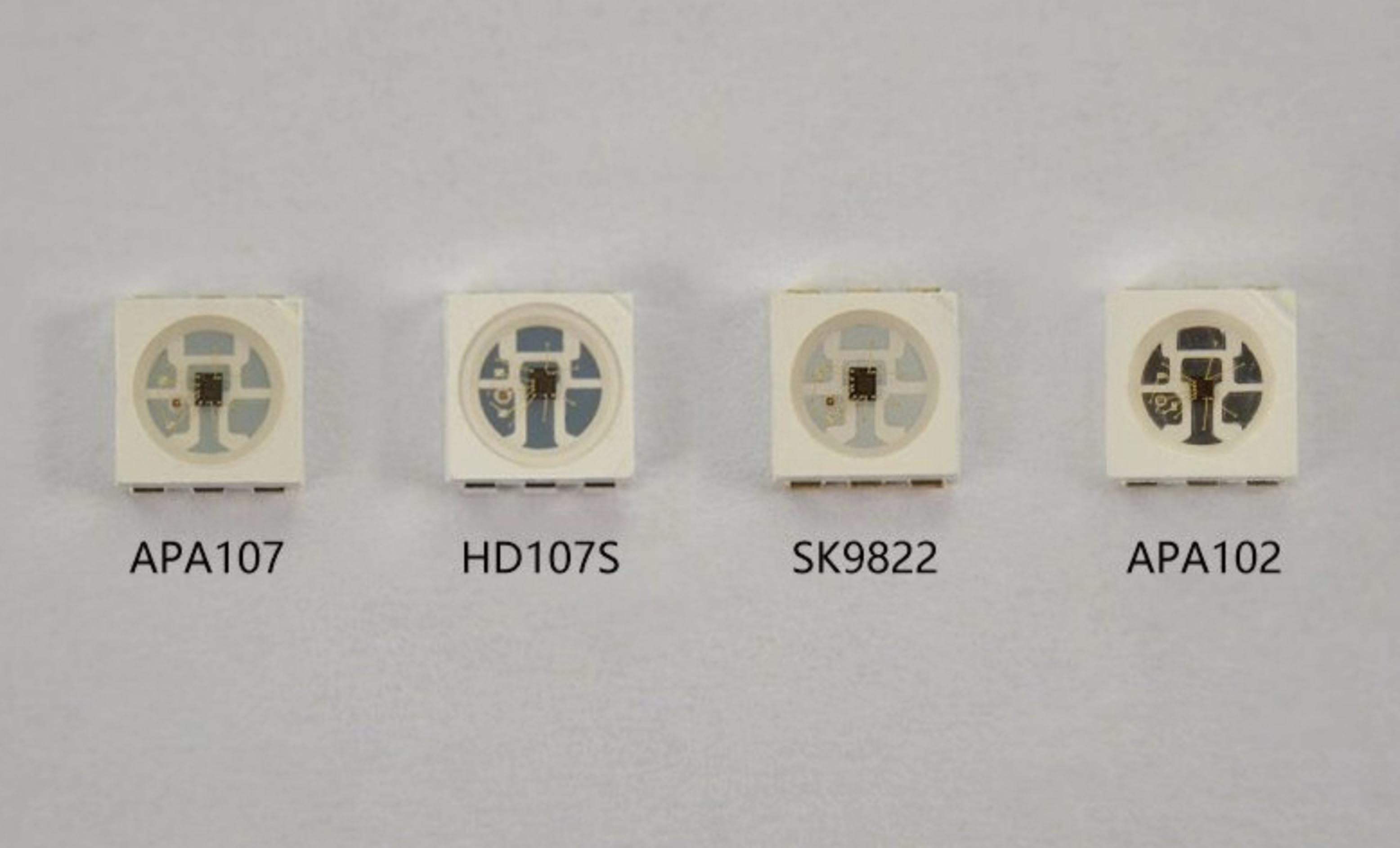 HD107S VS APA102 VS APA102C VS APA107 VS SK9822 LED STAND