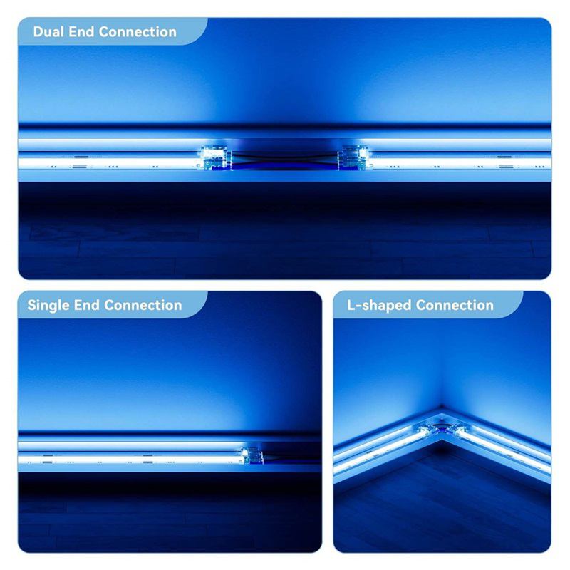 DC12V/DC24V 576灯/米 RGB COB LED灯带连接效果