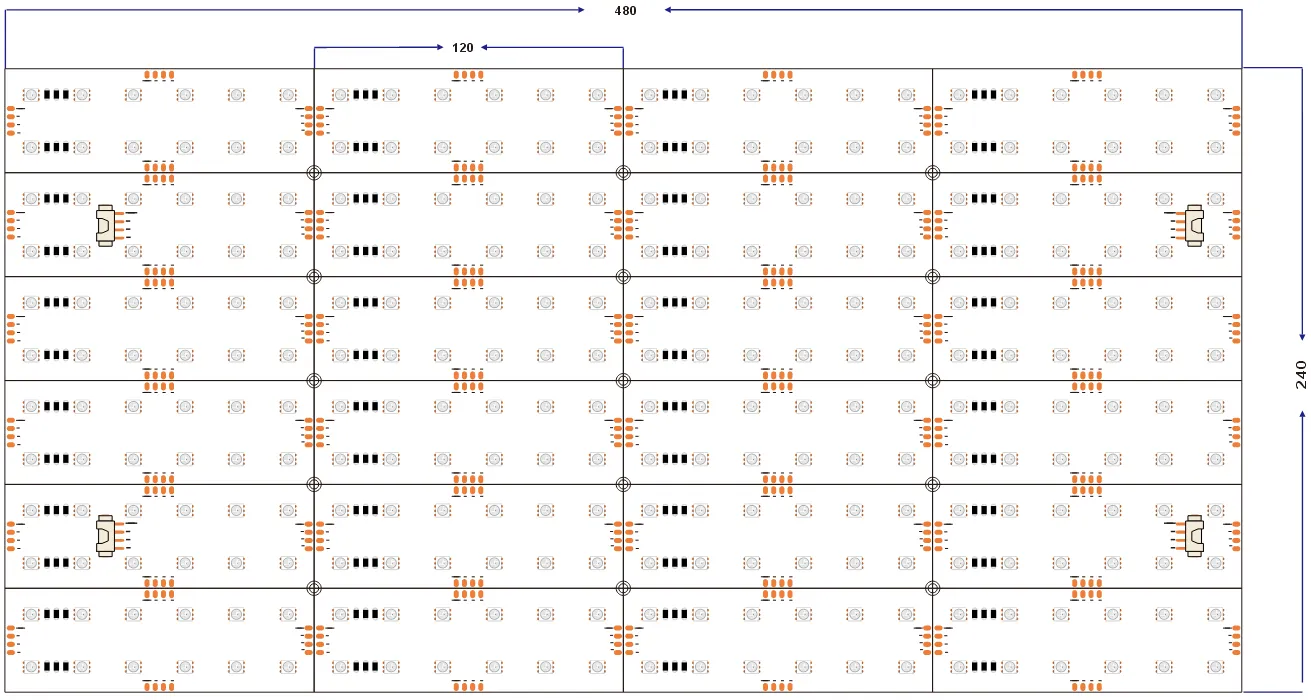 288灯 12灯/剪 24V RGB LED 柔性全面板尺寸图
