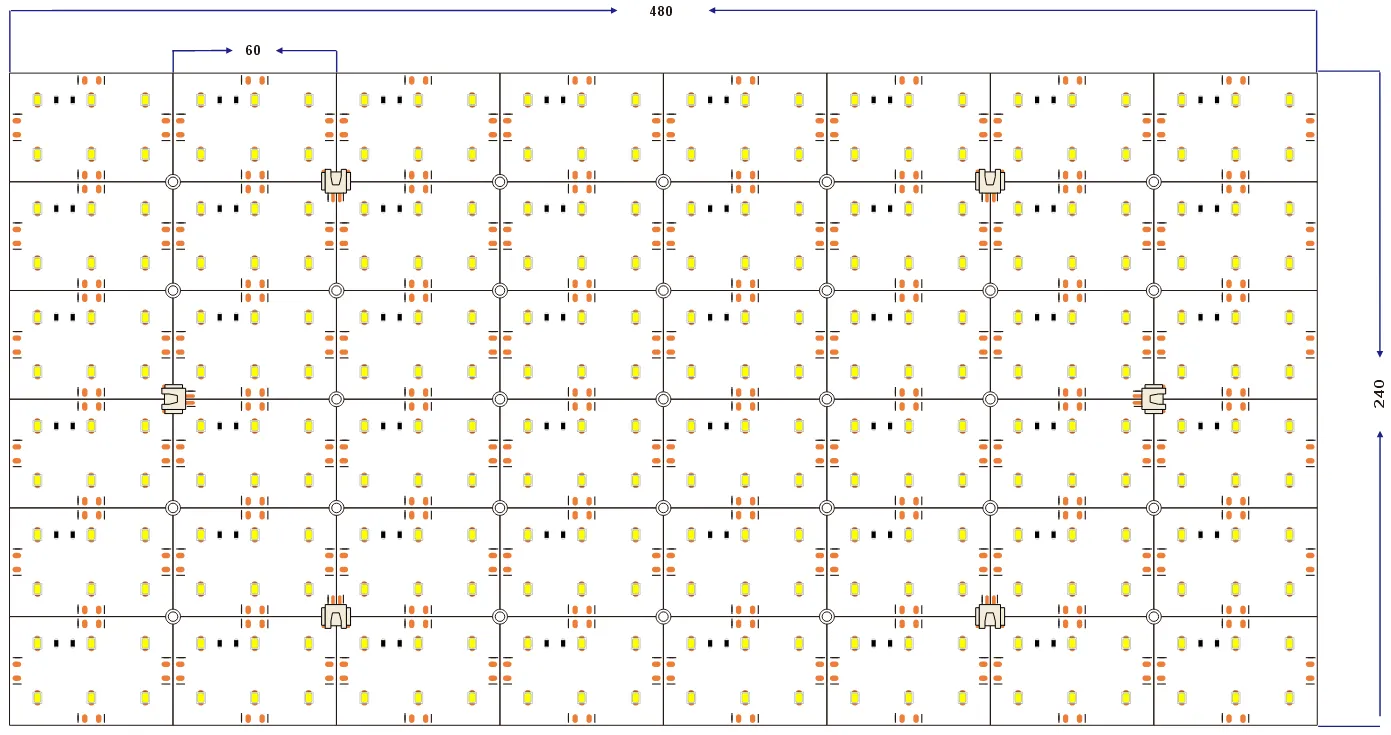 dimension of 288LED/PCS 6LEDs/Hoja LED blanca cortada