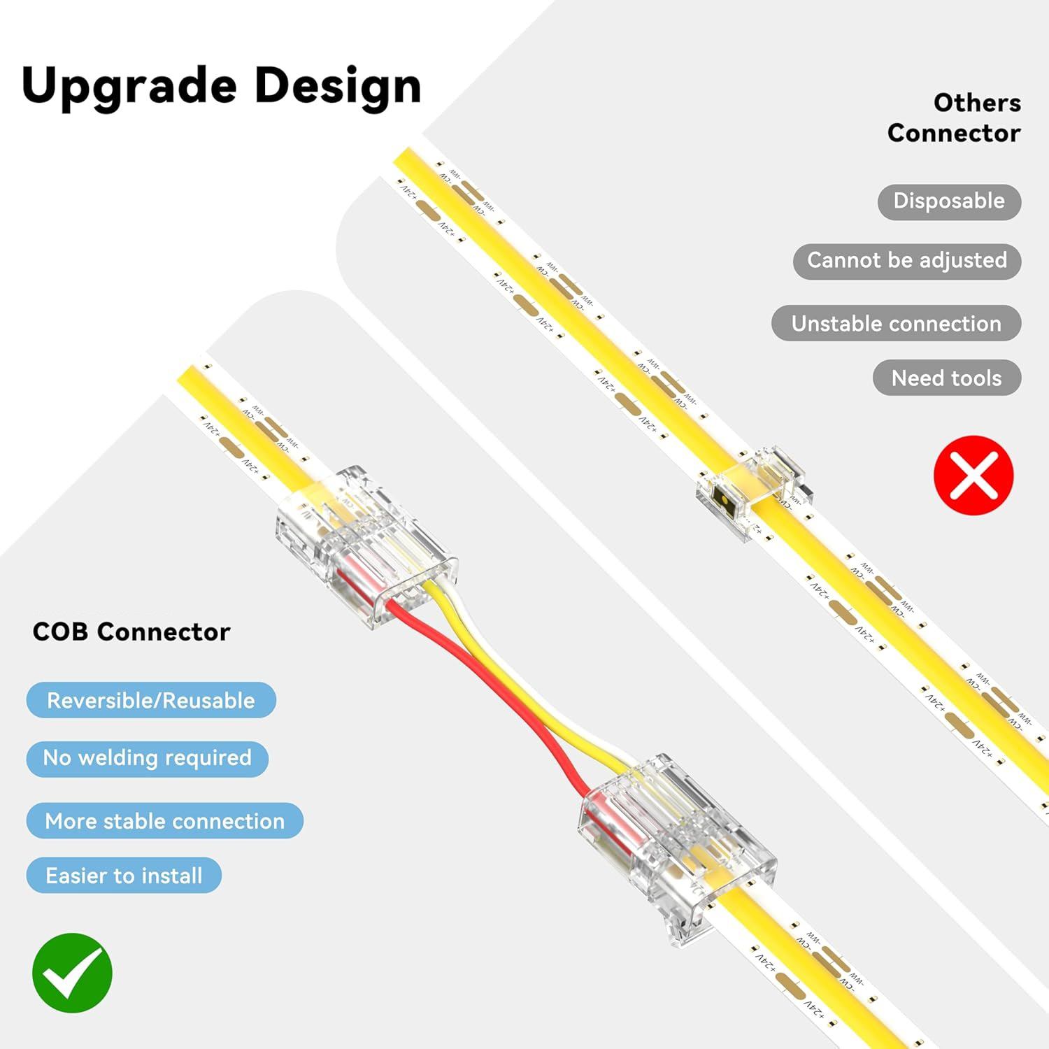 advantage of 3pin 10mm CCT Adjustable COB LED Strip Connector