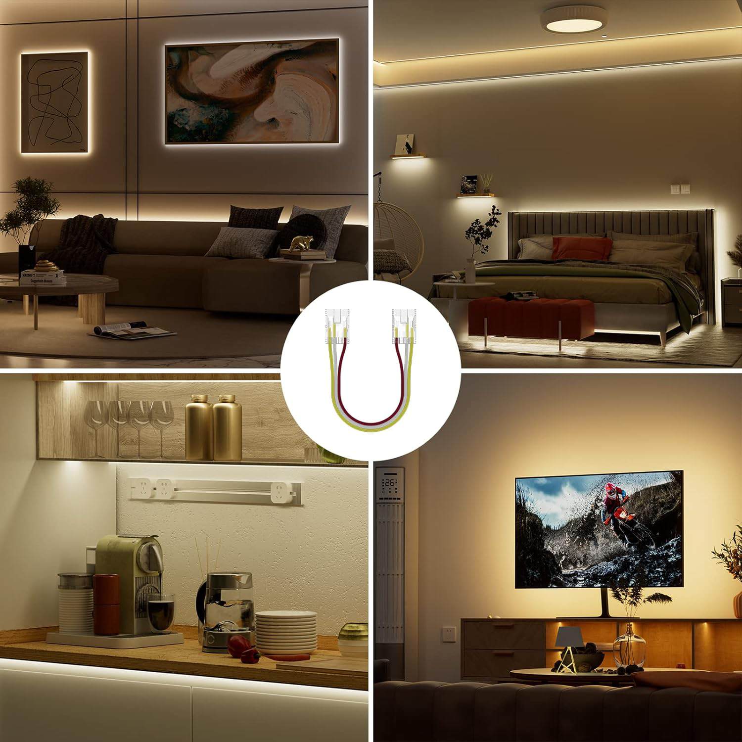 application of 3pin 10mm CCT Adjustable COB LED Strip Connector