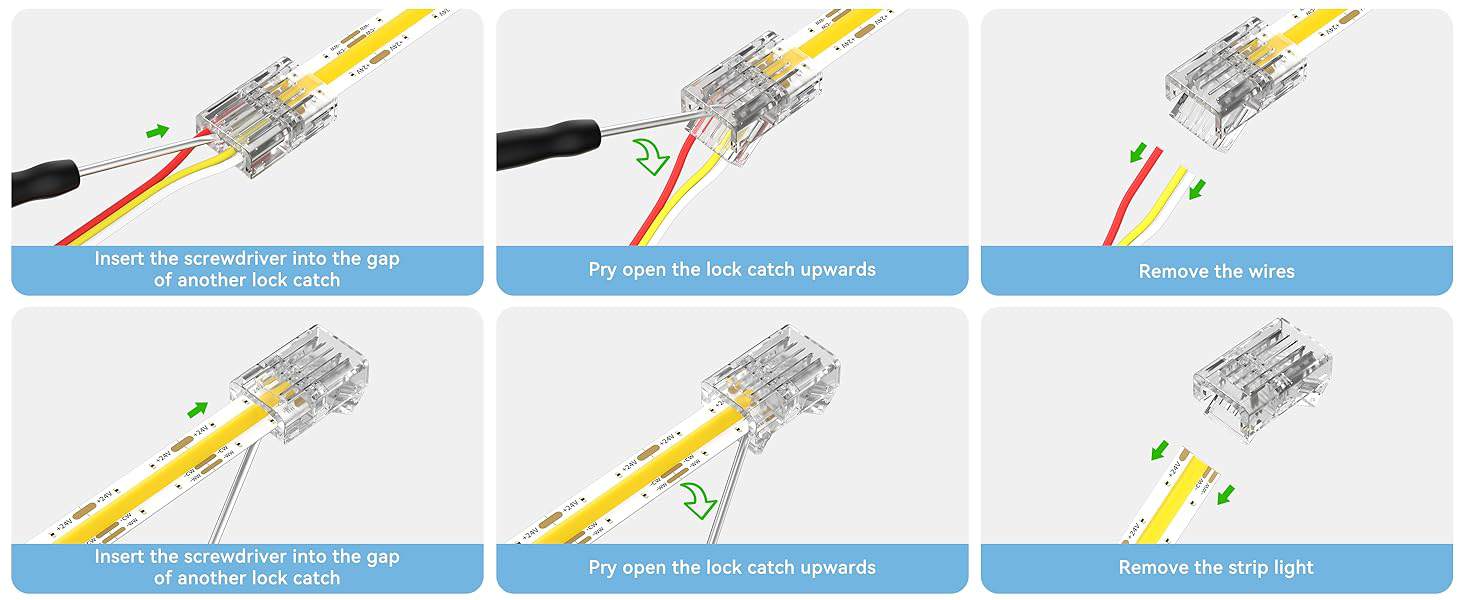how to remove 3pin 10mm CCT Adjustable COB LED Strip Connector