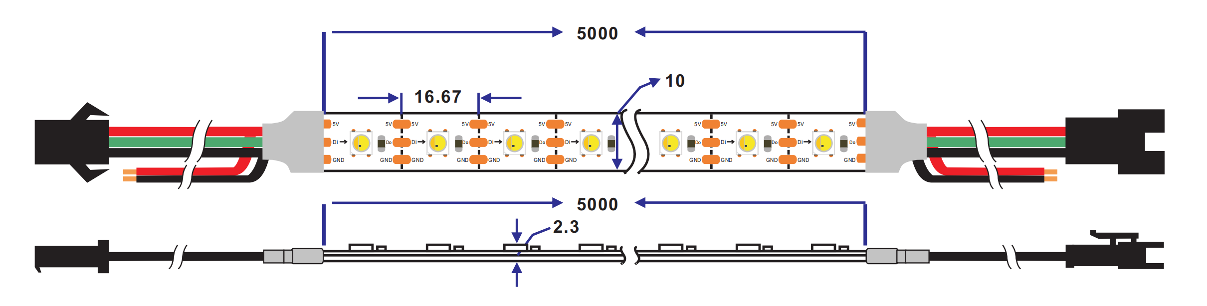 sk6812 wwa led strip dimension