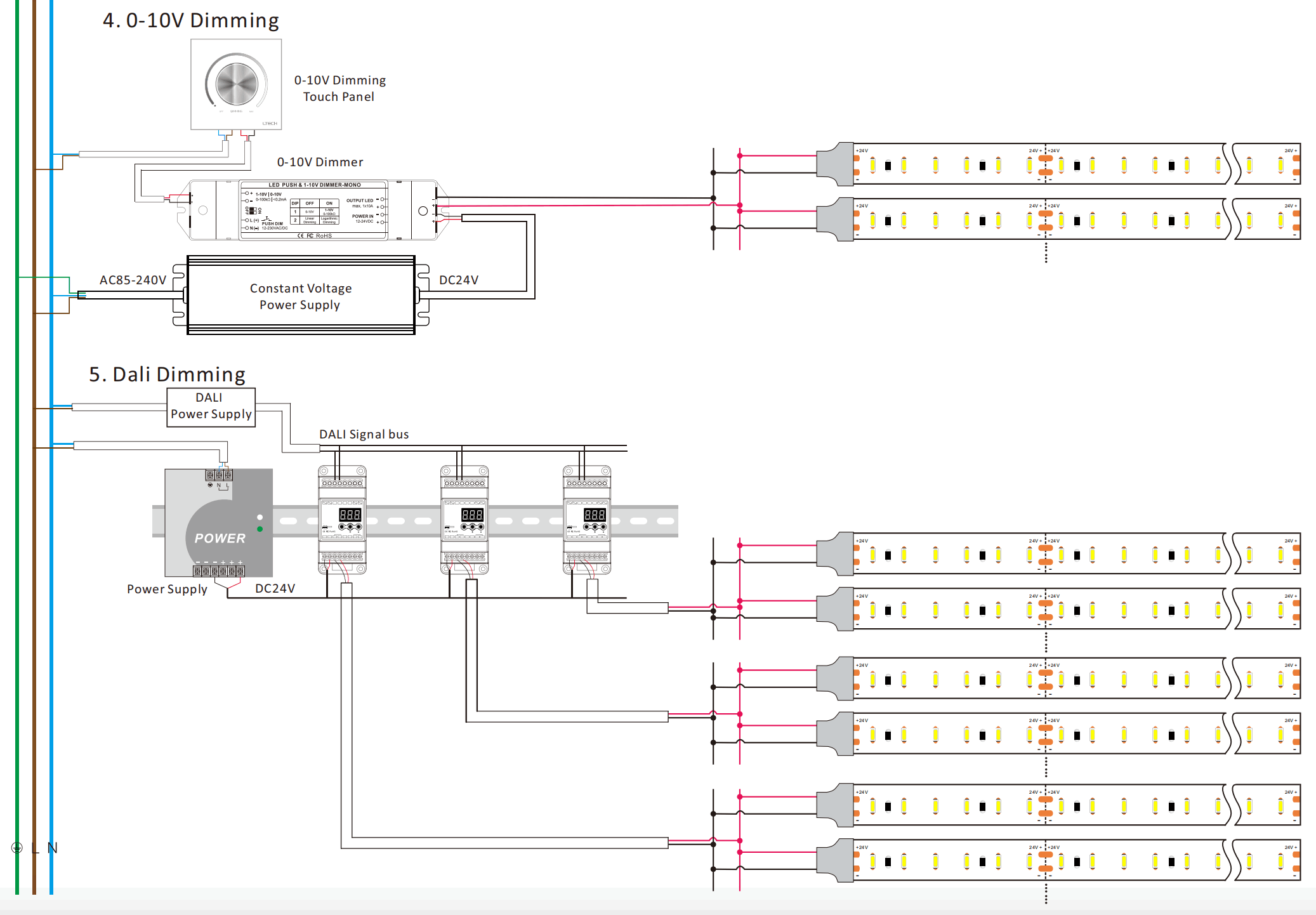 Connection of 3014 60LED/M led rigid strip