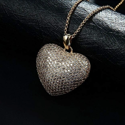 zircon heart pendant necklace diamond paved heart pendant