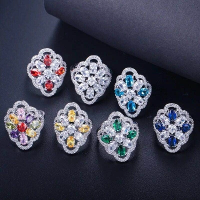 zircon plated platinum ring jewelry set ring earring