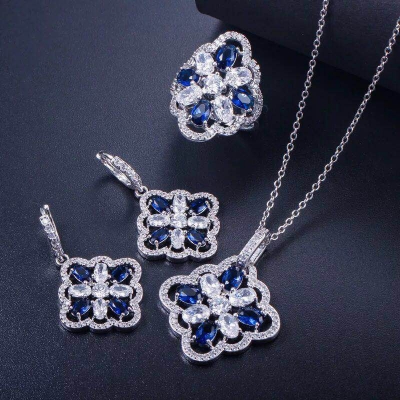 zircon plated platinum ring jewelry set ring earring