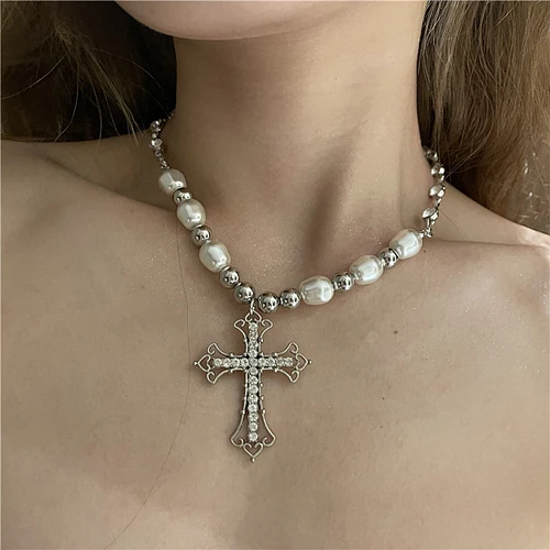 pearl cross necklace