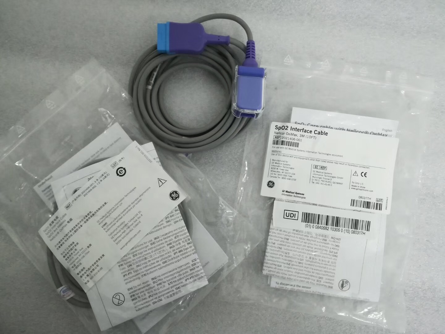 GE SpO2 Interface Cable Nellcor OxiMax,3M(10FT) REF 2021406-001