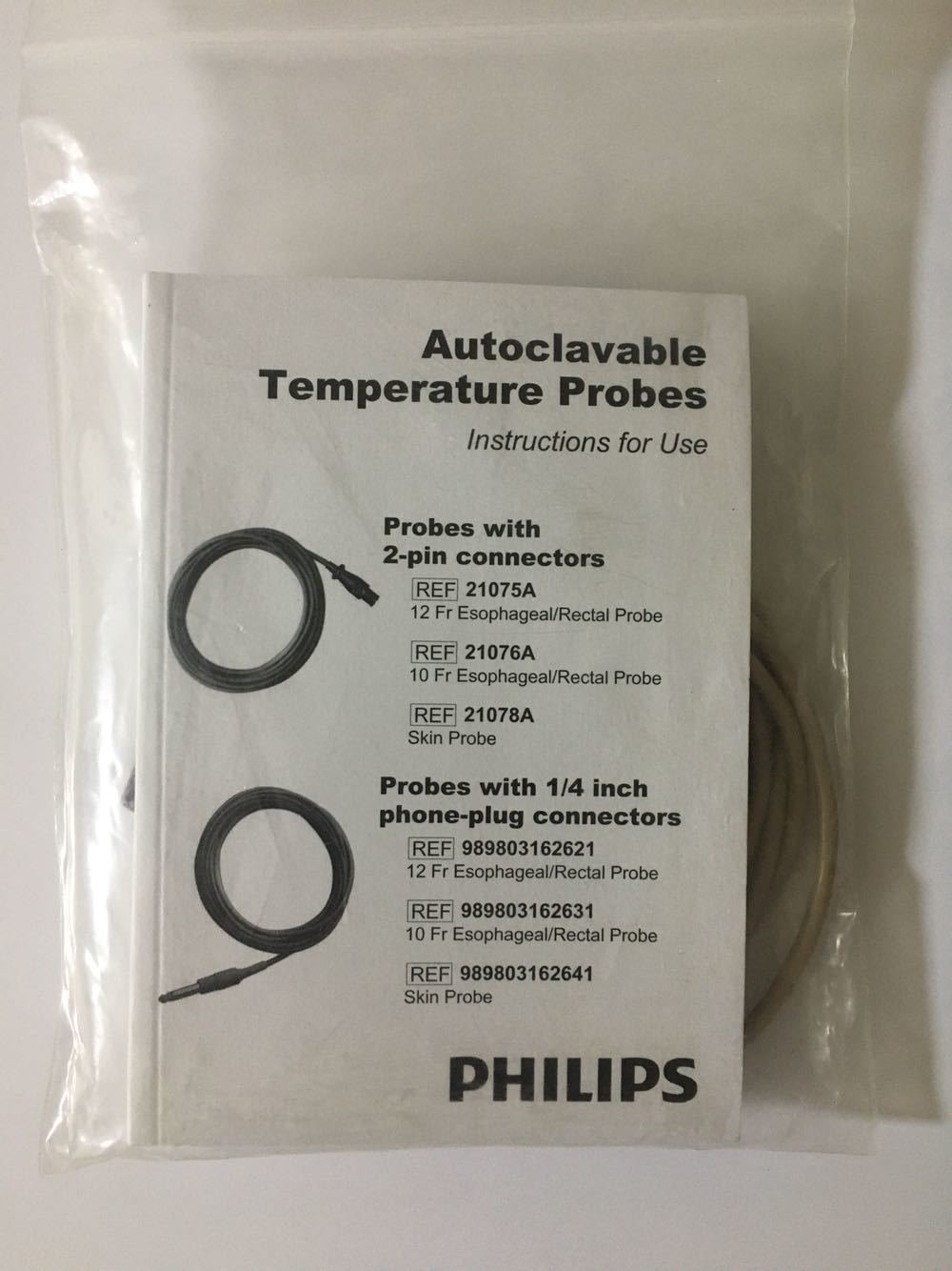 PHILIPS 21075A Esophageal Rectal Temperature probe REF 989803100881