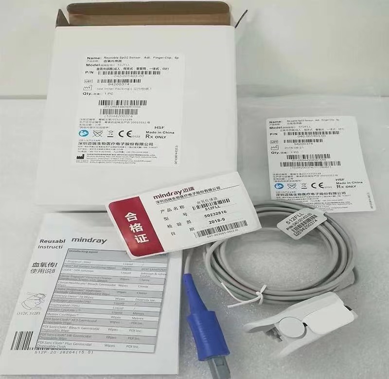 Mindray-Sensor Spo2 reutilizable, pinza para dedo para adultos, 6 pines PN 040-001403-00, sensor spo2 512FLL