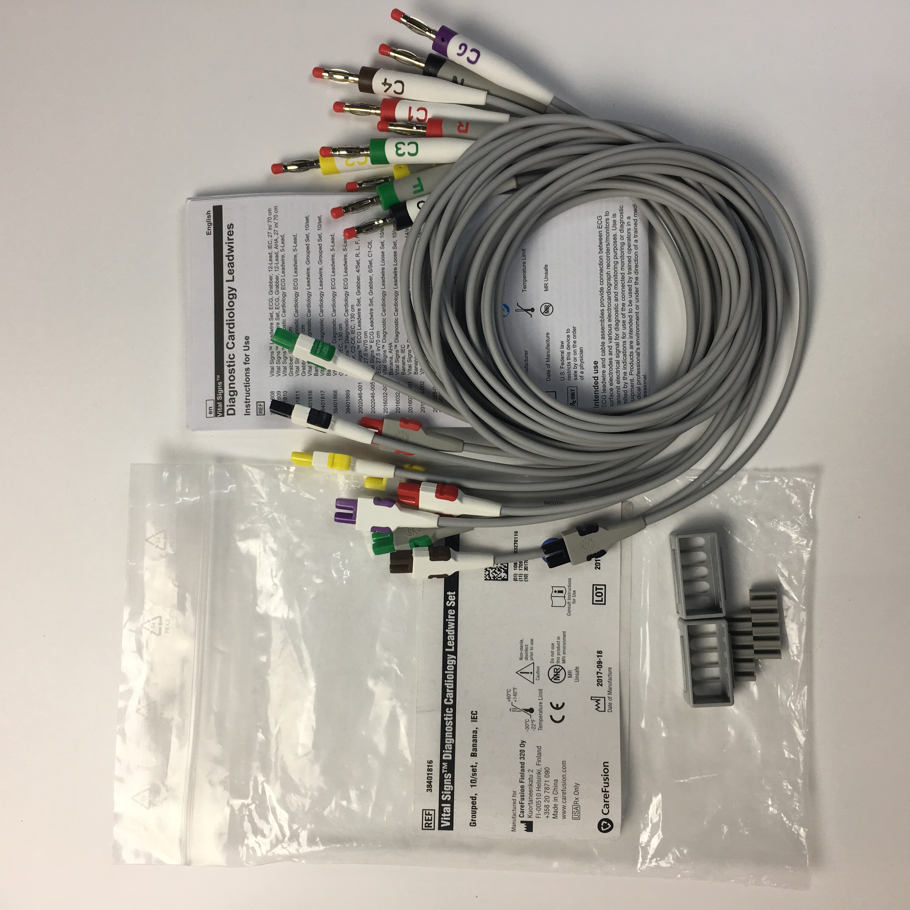 GE Original MAC5000 ECG serie signos vitales diagnóstico ECG Leadwire Set agrupado 10set Banana IEC 38401816