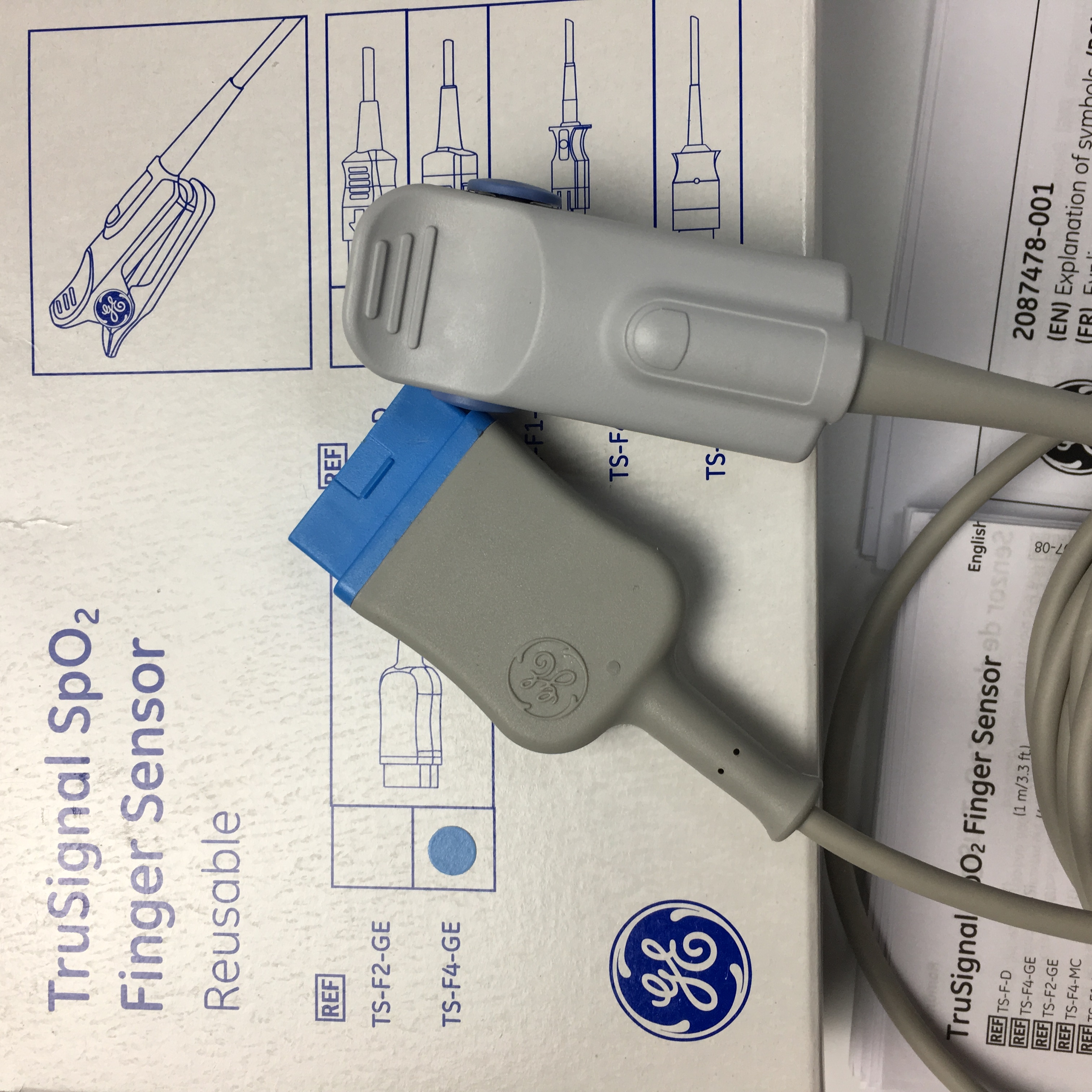 GE Datex-Ohmeda Original baharu TruSignal Spo2 Penderia Jari Boleh Digunakan Semula TS-F4-GE