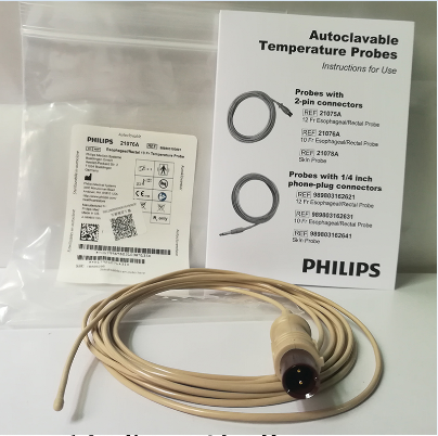 Philips หัววัดอุณหภูมิช่องทวารหนักหลอดอาหารทารกนำเข้าต้นฉบับซ้ำ 3 เมตร 21076A
