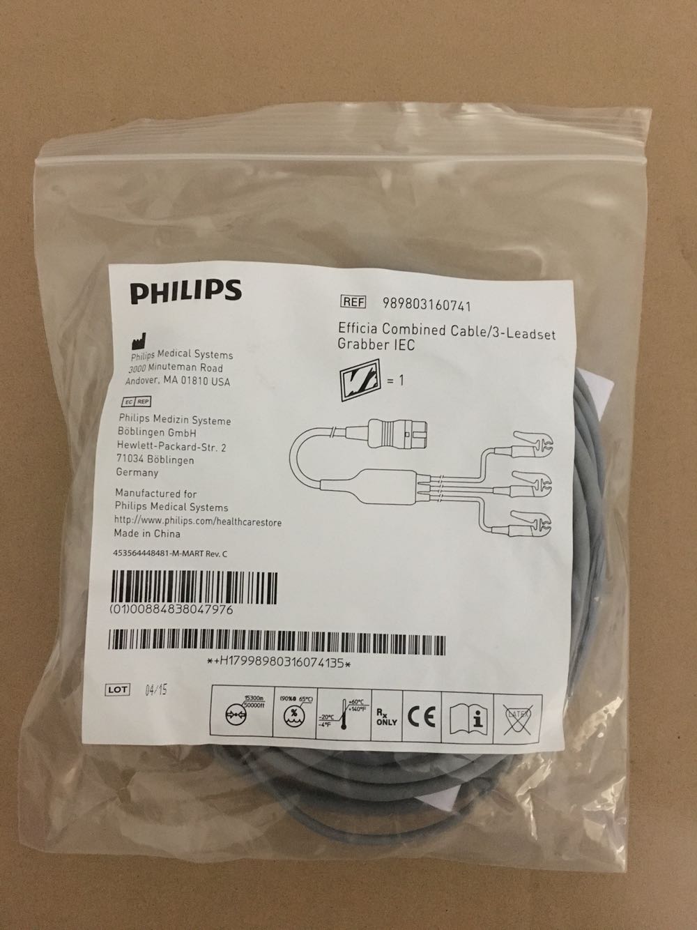 PHILIPS EFFICIA สายเคเบิลรวม 3 Leadset Grabber IEC REF989803160741